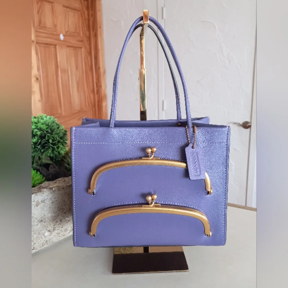 Coach Cashin Carry Tote 22, Double Kisslock, Purple - Picture 4 of 15